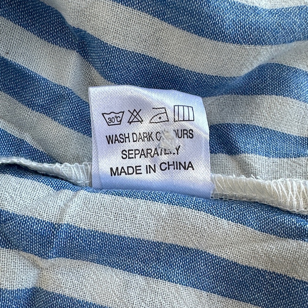 White and Blue Long Sleeve Button Down Shirt - Picture 13 of 17